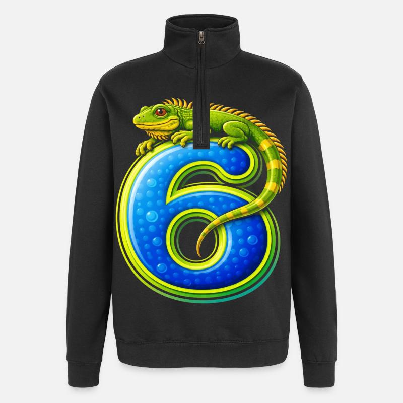 Lézard vert serrant le numéro 6 - Sweat à zip 1/4 - noir