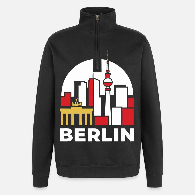 Berlin Skyline Fernsehturm - Quarter-Zip-Sweatshirt - Schwarz