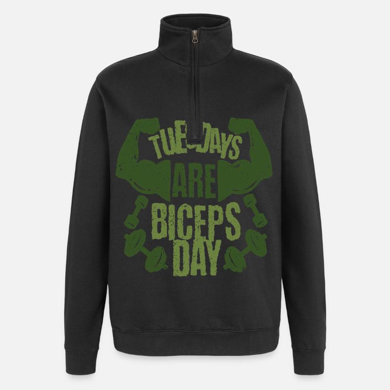 Biceps Bicep Training Bodybuilder Gym - Quarter-Zip Sweatshirt - black