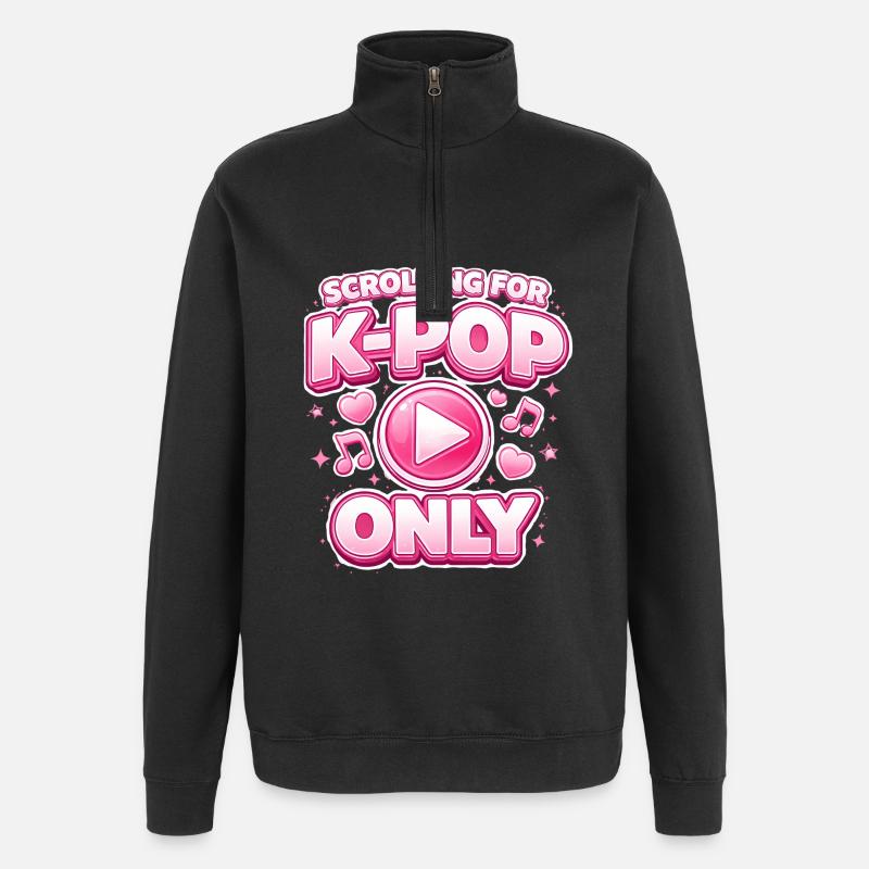 Scrolling For K Pop Only - Quarter-Zip-Sweatshirt - Schwarz