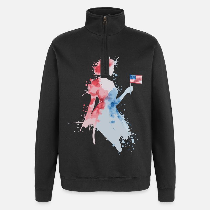 Aquarelle drapeau Nurse USA - Sweat à zip 1/4 - noir