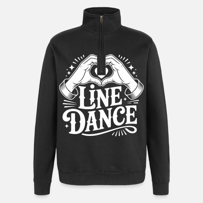 Line Dance Liebe - Quarter-Zip-Sweatshirt - Schwarz