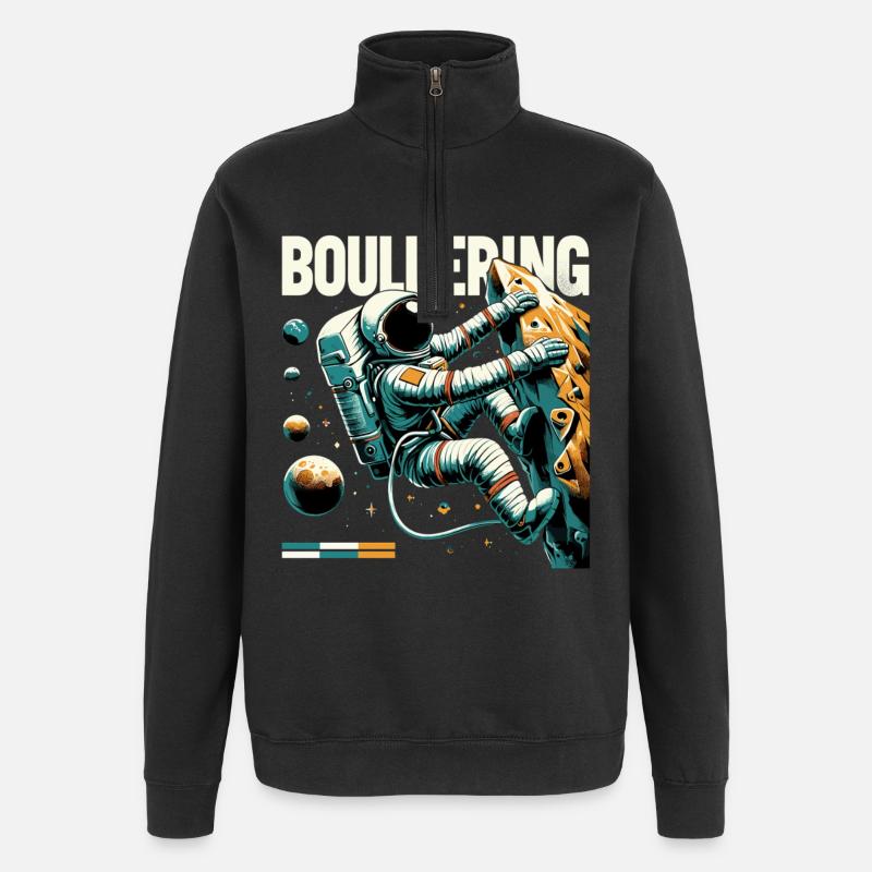 Astronaut Boulderung – Klettern im Weltall Design - Quarter-Zip-Sweatshirt - Schwarz