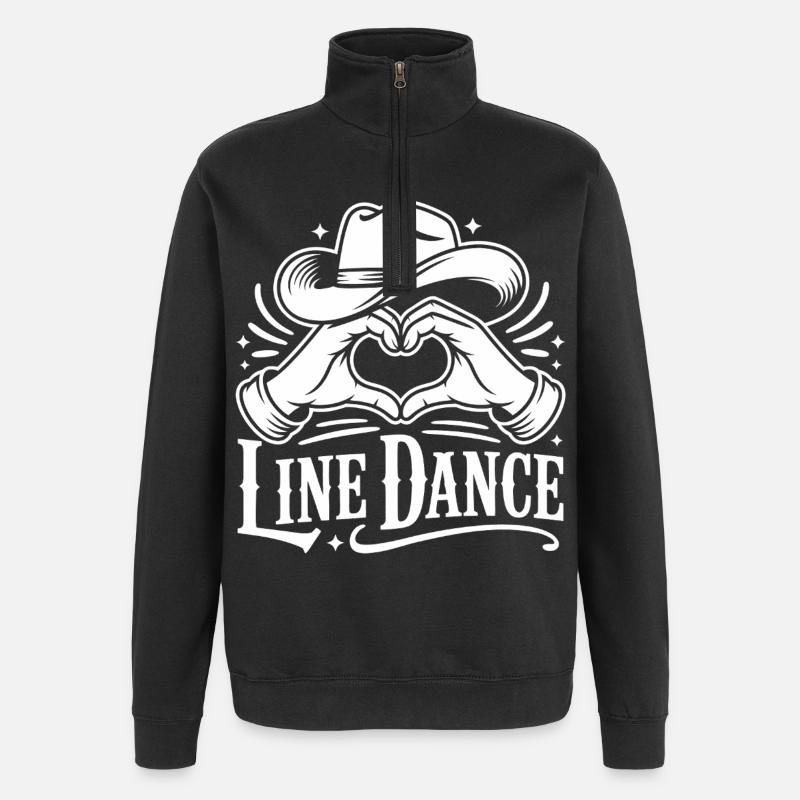 Line Dance Liebe - Quarter-Zip-Sweatshirt - Schwarz