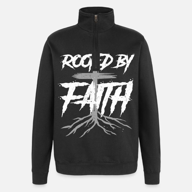 Scribble Doodle-tegning rodfæstet af tro - Sweatshirt med 1/4 lynlås - sort