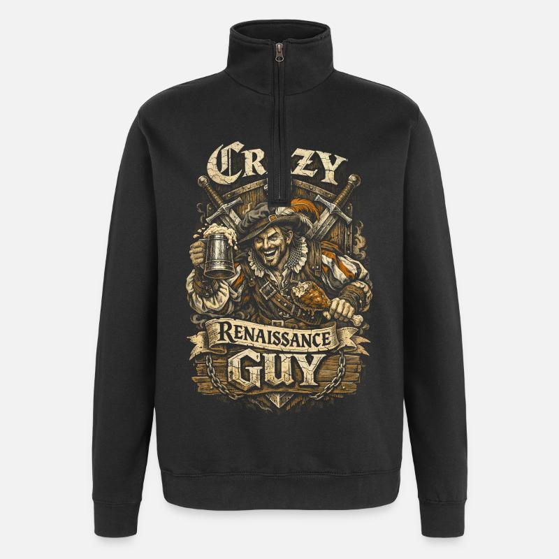 Mittelalterfest Crazy Renaissance Guy - Quarter-Zip-Sweatshirt - Schwarz