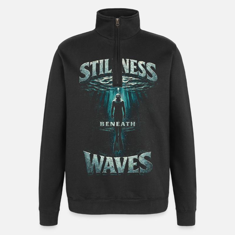 Apnoetauchen Freitauchen Stillness Beneath Waves - Quarter-Zip-Sweatshirt - Schwarz