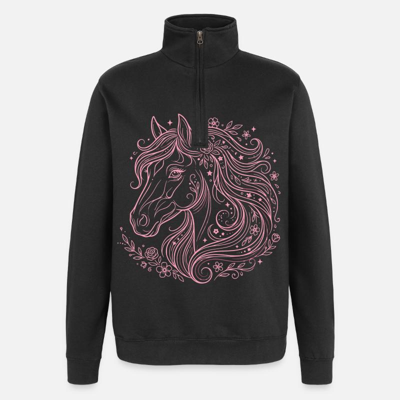 Pferdekopf Pferd Reiten - Quarter-Zip-Sweatshirt - Schwarz