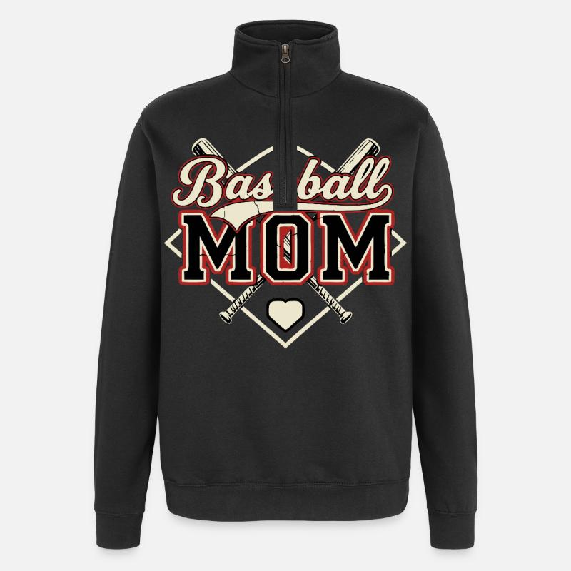 Maman de baseball - Sweat à zip 1/4 - noir