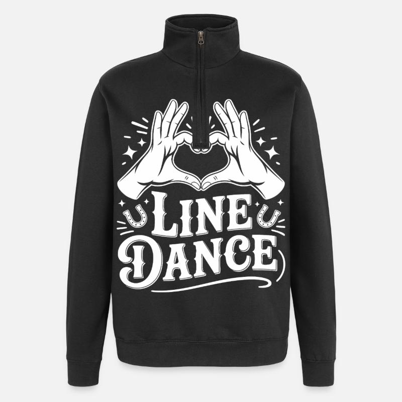 Line Dance Hjertetegn - Sweatshirt med 1/4 lynlås - sort