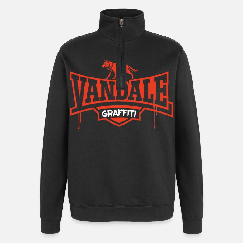 Graffiti-Vandalin - Quarter-Zip-Sweatshirt - Schwarz