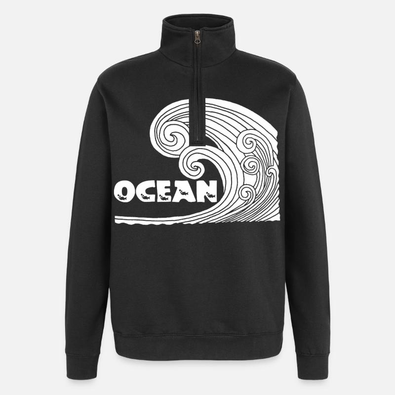 Die Weiße Welle - Quarter-Zip-Sweatshirt - Schwarz