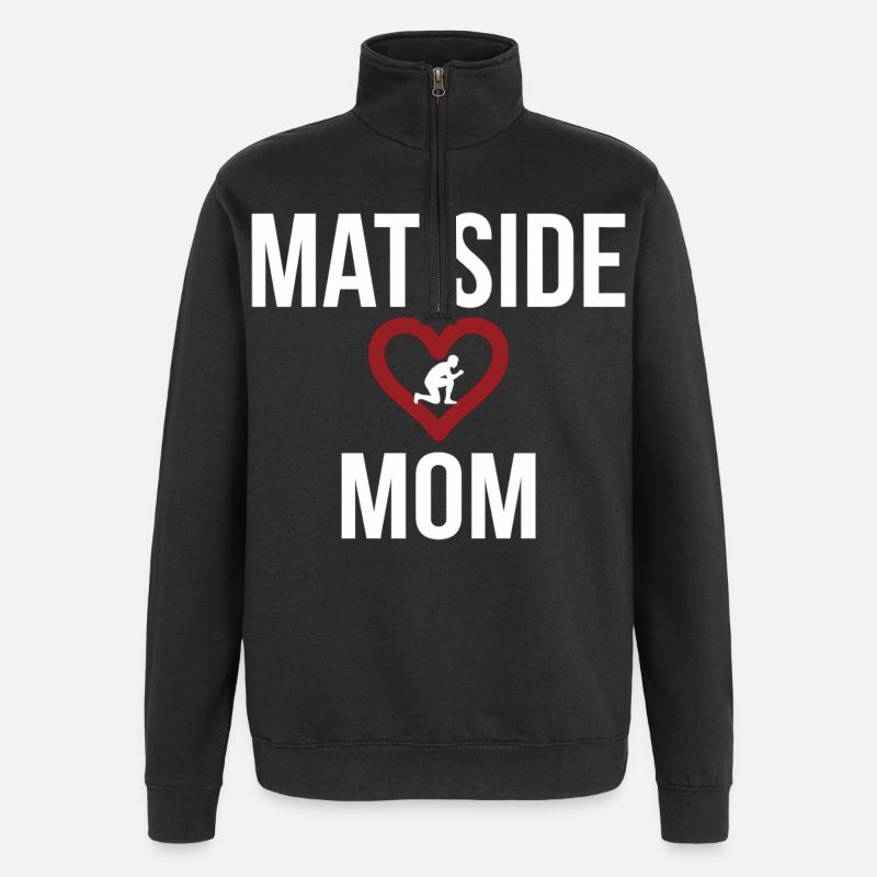 Mat Side Mom Heart Design - Quarter-Zip Sweatshirt - black