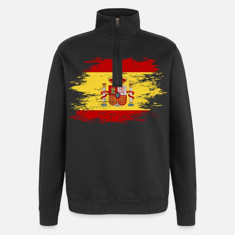 Drapeau de l’Espagne utilisé - Sweat à zip 1/4 - noir