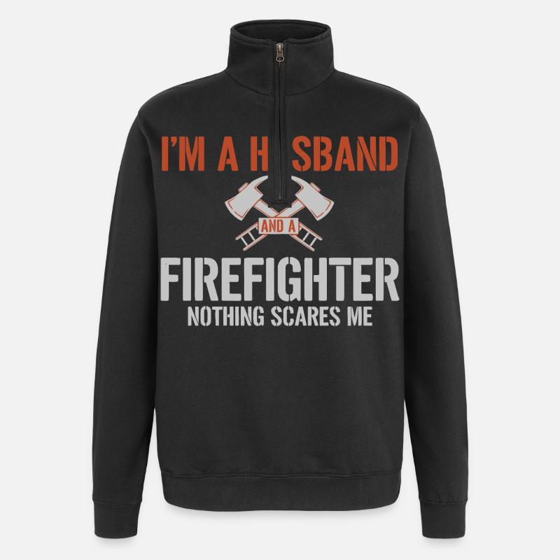 Husband Firefighter - Quarter-Zip Sweatshirt - black