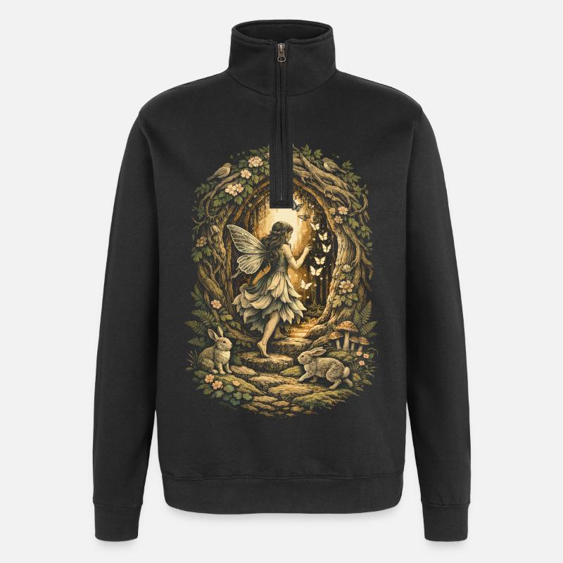 Fairycore Fee Gotisch - Quarter-Zip-Sweatshirt - Schwarz