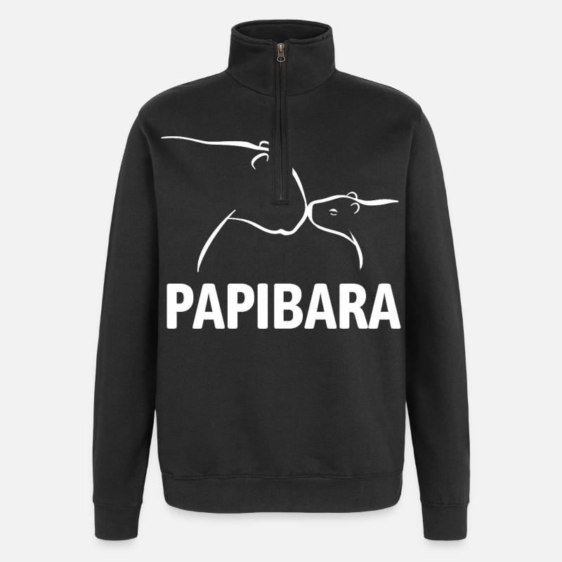 Papibara - Père et enfant capybara - Sweat à zip 1/4 - noir
