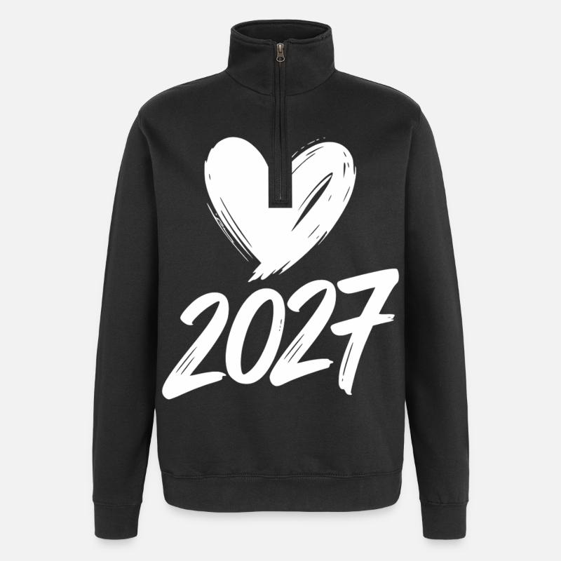 2027 Herz - Quarter-Zip-Sweatshirt - Schwarz