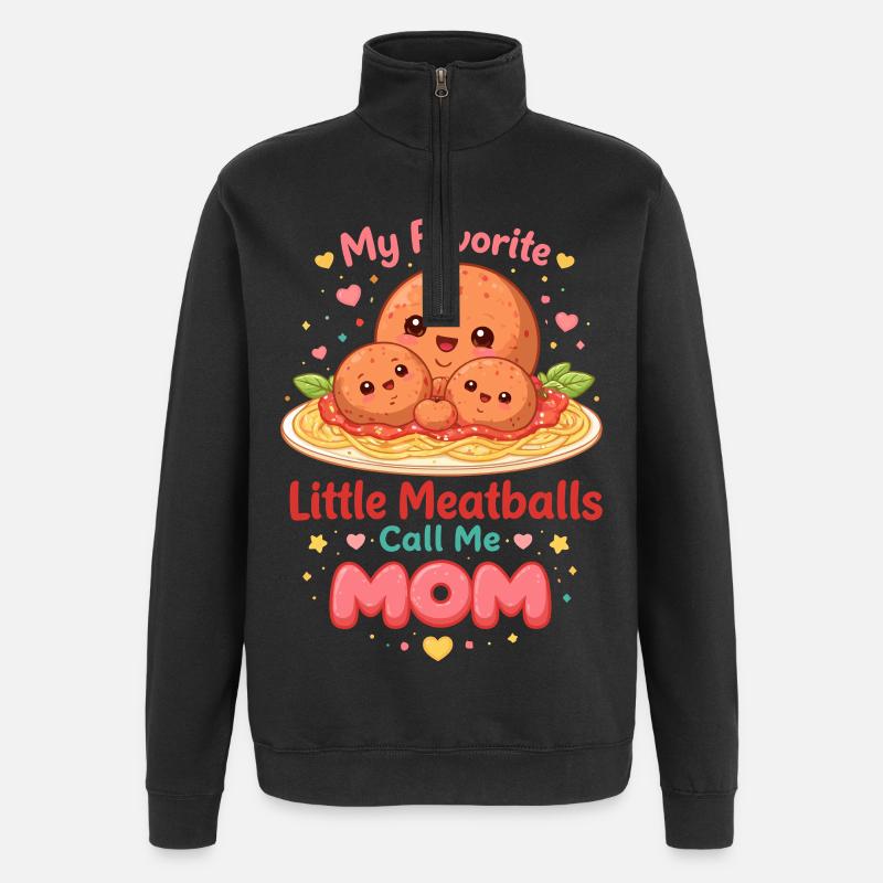 Mes petites boulettes m’appellent Mama Design - Sweat à zip 1/4 - noir