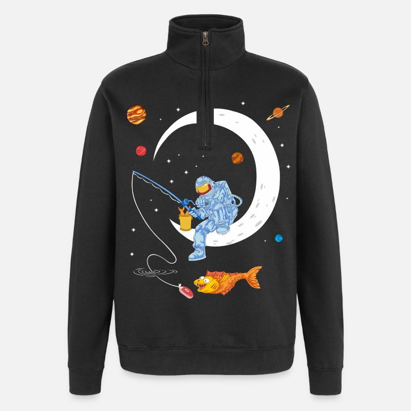 Chemise spatiale de pêche d’astronaute - Sweat à zip 1/4 - noir