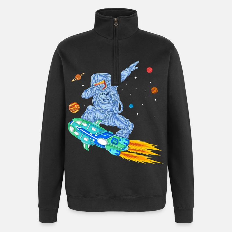 Astronaut Hoverboard Space Shirt - Quarter-Zip Sweatshirt - black