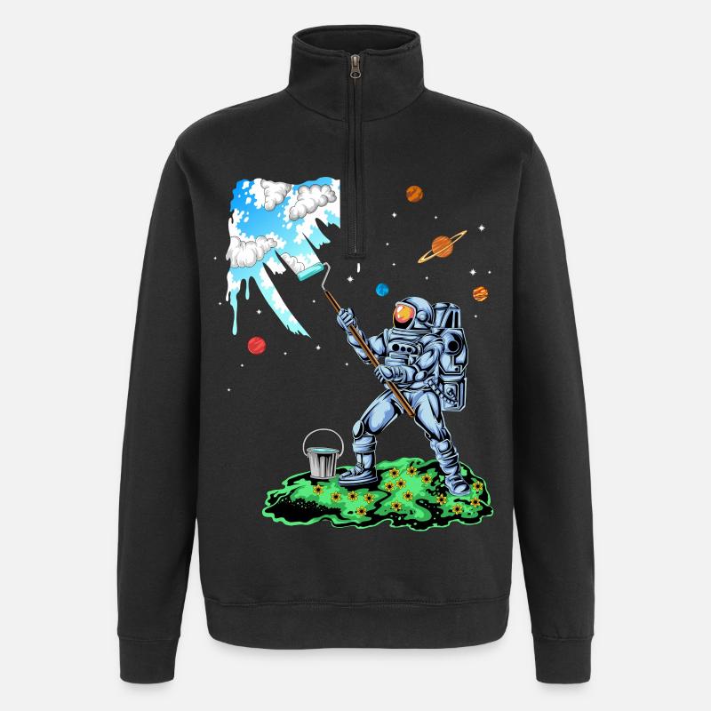 Astronauten-Mal-Raumhemd - Quarter-Zip-Sweatshirt - Schwarz