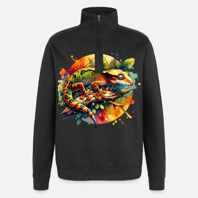 Crowned Gecko Gift - Quarter-Zip Sweatshirt - black