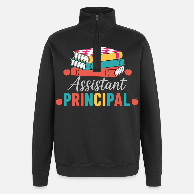 Vice Principal Assistant Principal Books - Quarter-Zip Sweatshirt - black