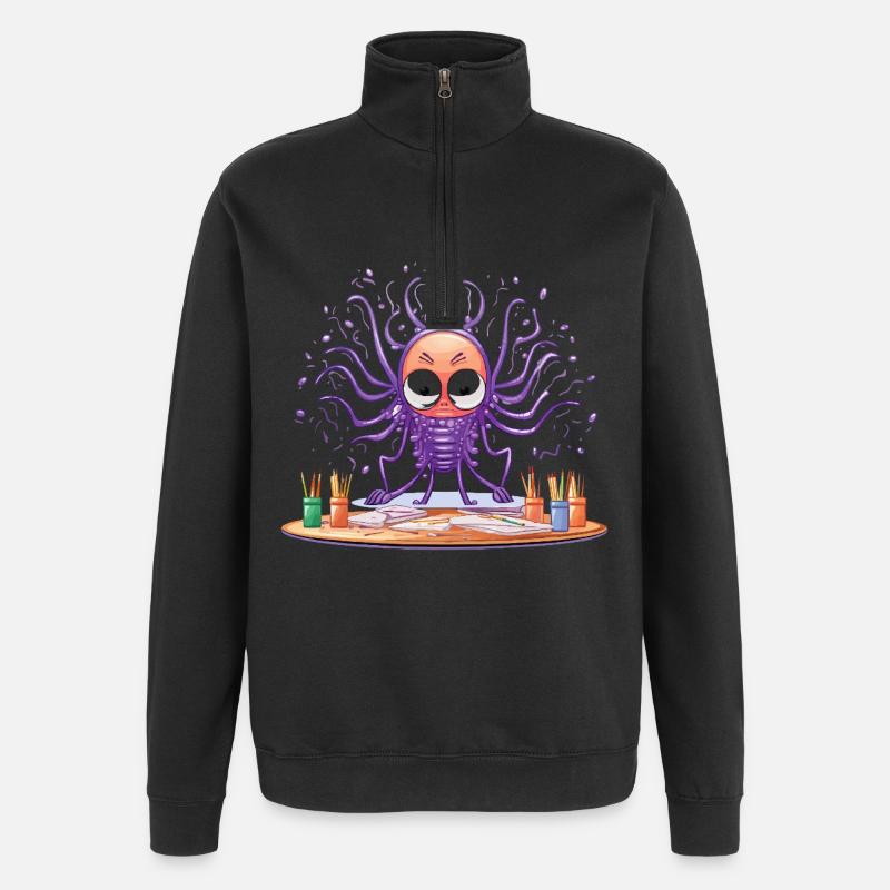 Creative Ink Octopus - Quarter-Zip Sweatshirt - black