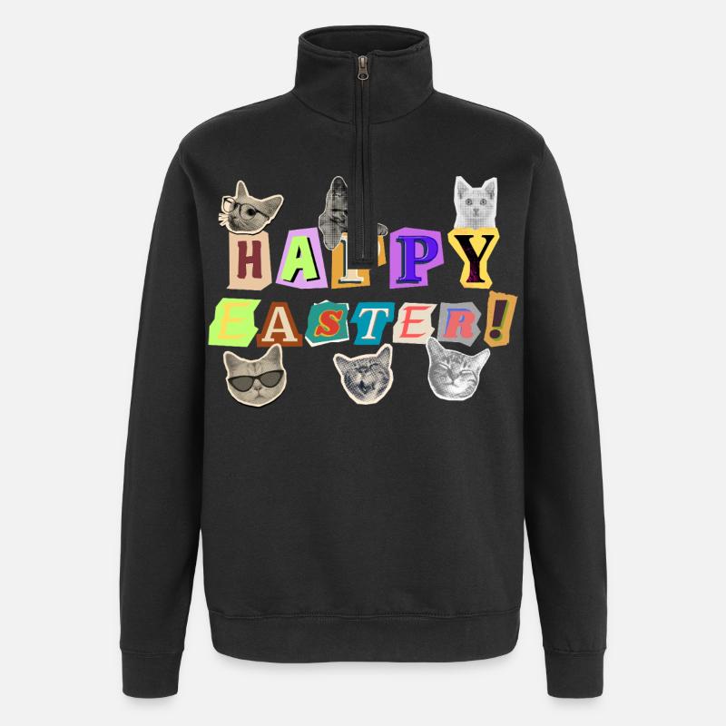 Happy Easter Cats - Quarter-Zip Sweatshirt - black