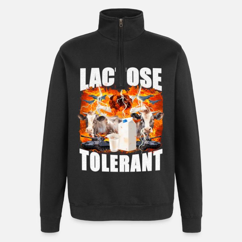 Laktosetolerantes Sarkasmus-Meme - Quarter-Zip-Sweatshirt - Schwarz