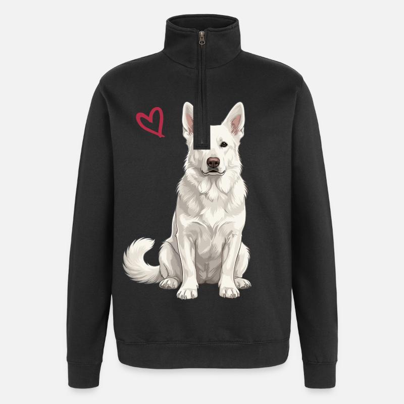 White German Shepherd, White Shepherd - Quarter-Zip Sweatshirt - black