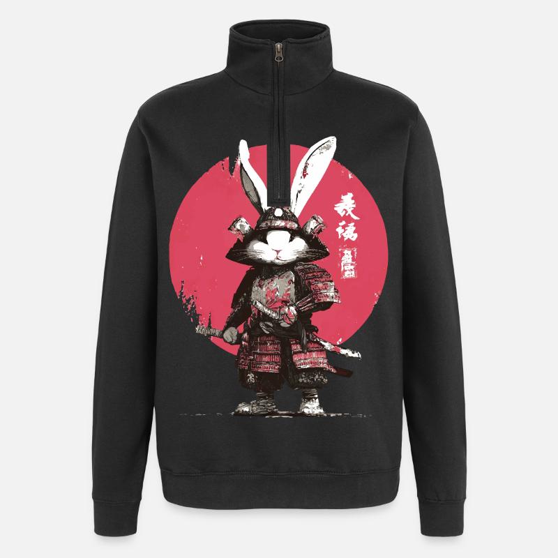 Bunny Samurai in Armor - Quarter-Zip Sweatshirt - black