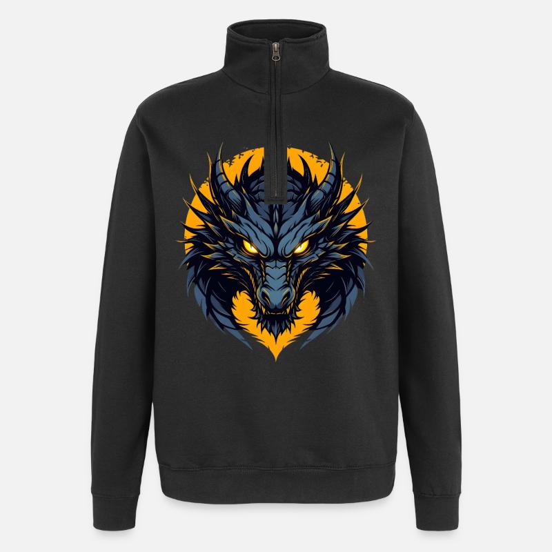 Dunkler Drache - Quarter-Zip-Sweatshirt - Schwarz