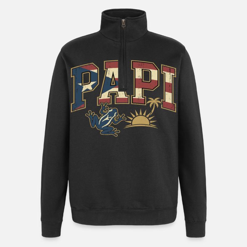 Papi Puerto Rico Flagge - Quarter-Zip-Sweatshirt - Schwarz