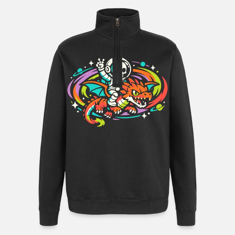 Weltraumdrache - Quarter-Zip-Sweatshirt - Schwarz