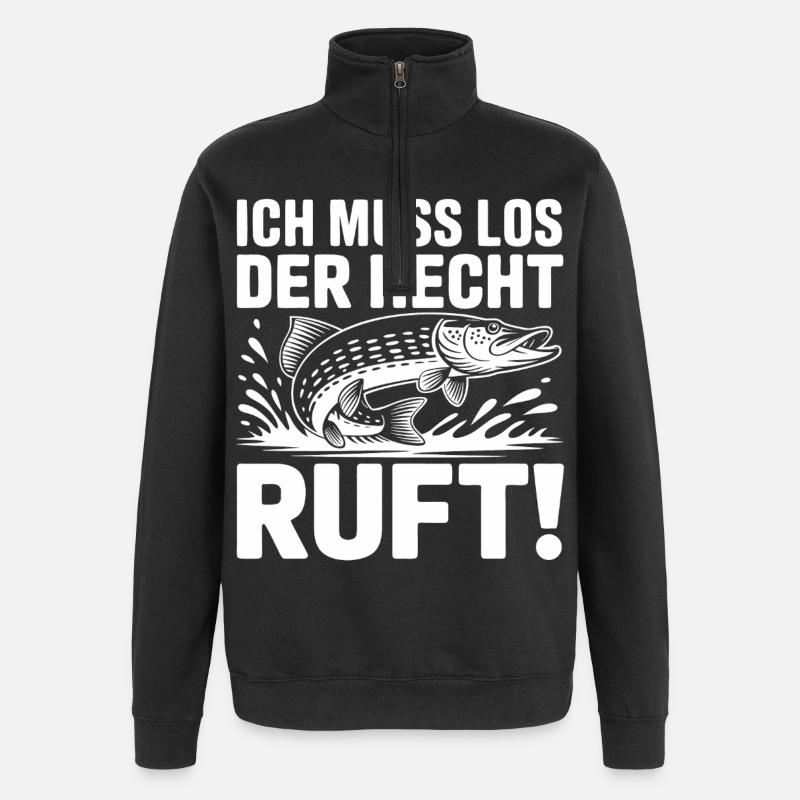 Hecht Angeln Humor - Quarter-Zip-Sweatshirt - Schwarz