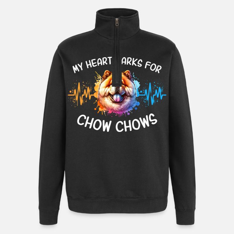 Ligne Cœur Chowchow - Sweat à zip 1/4 - noir