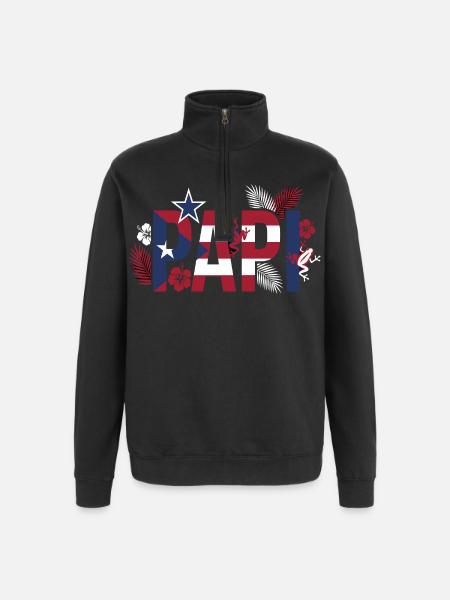 Daddy Flag Tropics Hawaii Style Dad - Quarter-Zip Sweatshirt - black