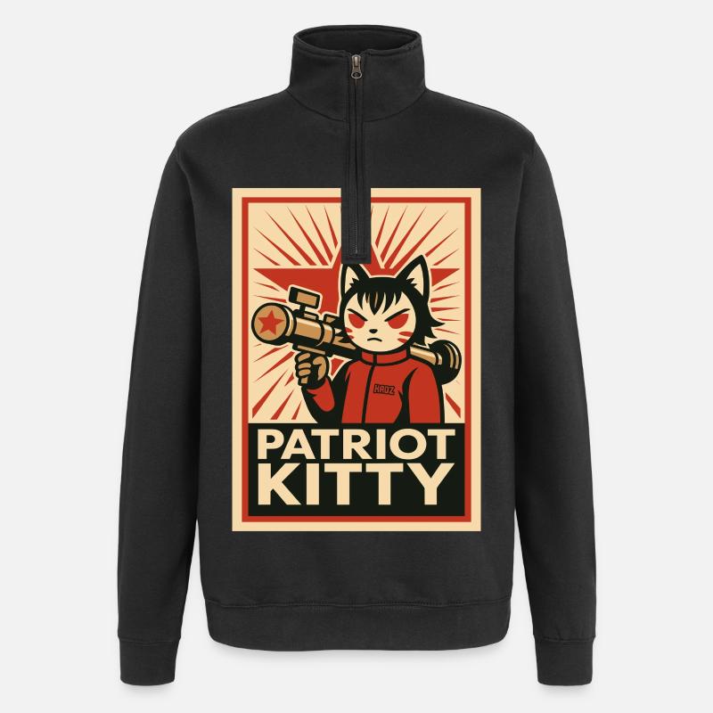 Patriot Kitty Rocket Art - Quarter-Zip Sweatshirt - black