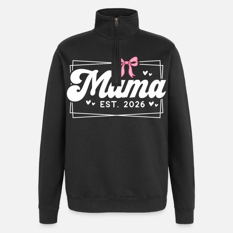 Mama EST 2026 - Sweat à zip 1/4 - noir