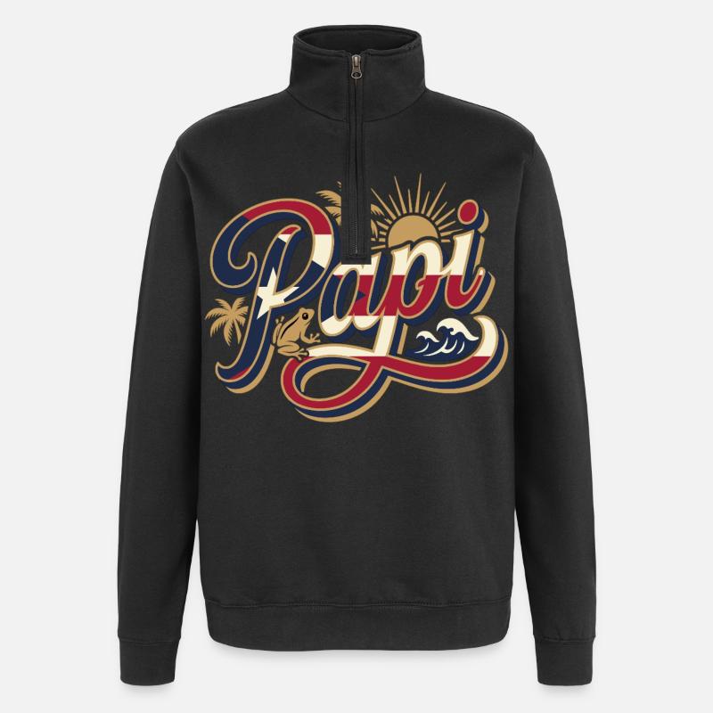 Daddy Tropiske Strandpalmer Sommerfar - Sweatshirt med 1/4 lynlås - sort