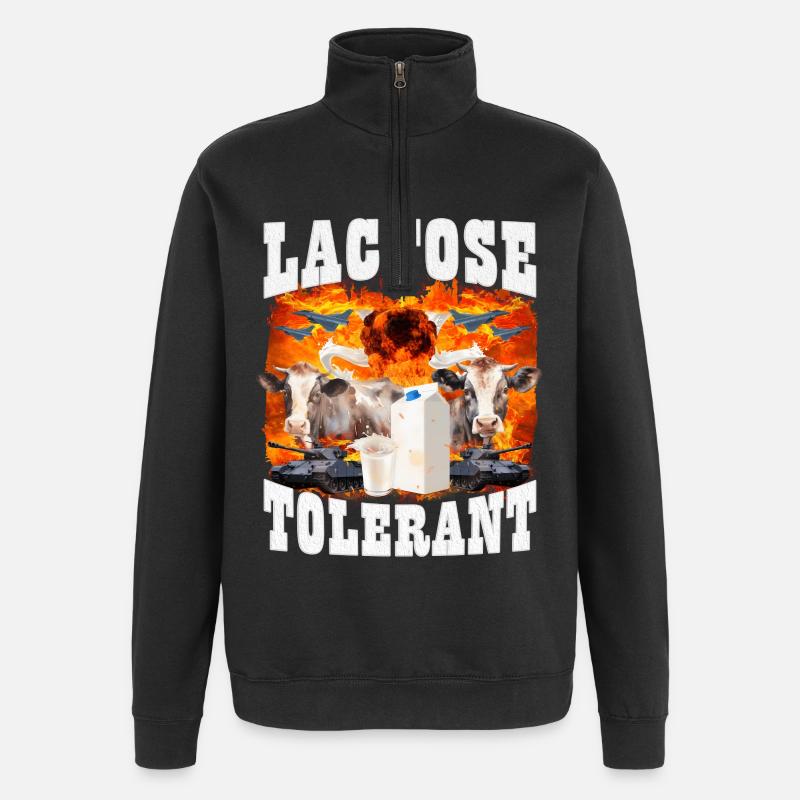 Lactose Tolerant Sarcasm Meme - Quarter-Zip Sweatshirt - black