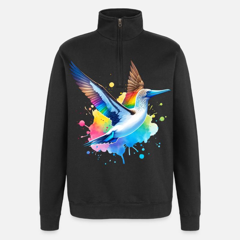 Blaufusstölpel Geschenk - Quarter-Zip-Sweatshirt - Schwarz