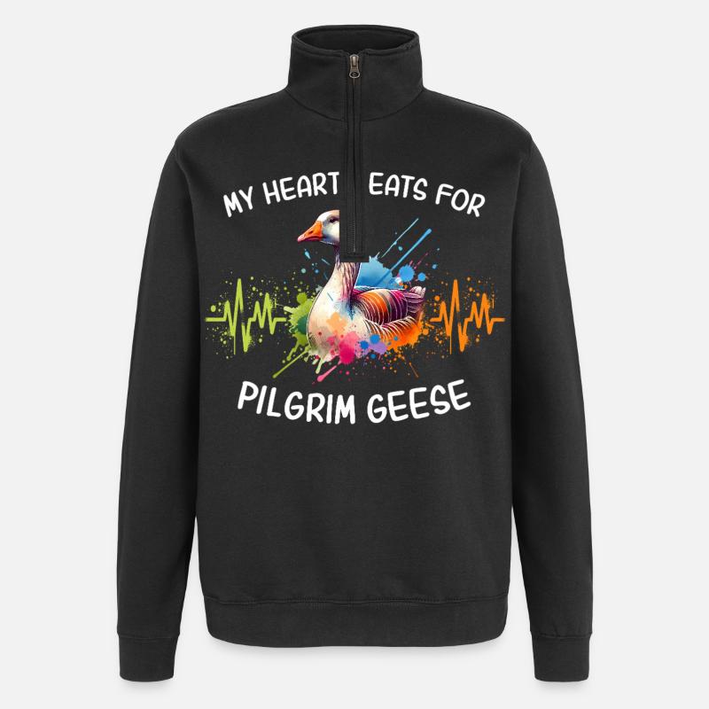 Pilgrim Gans Herzlinie - Quarter-Zip-Sweatshirt - Schwarz