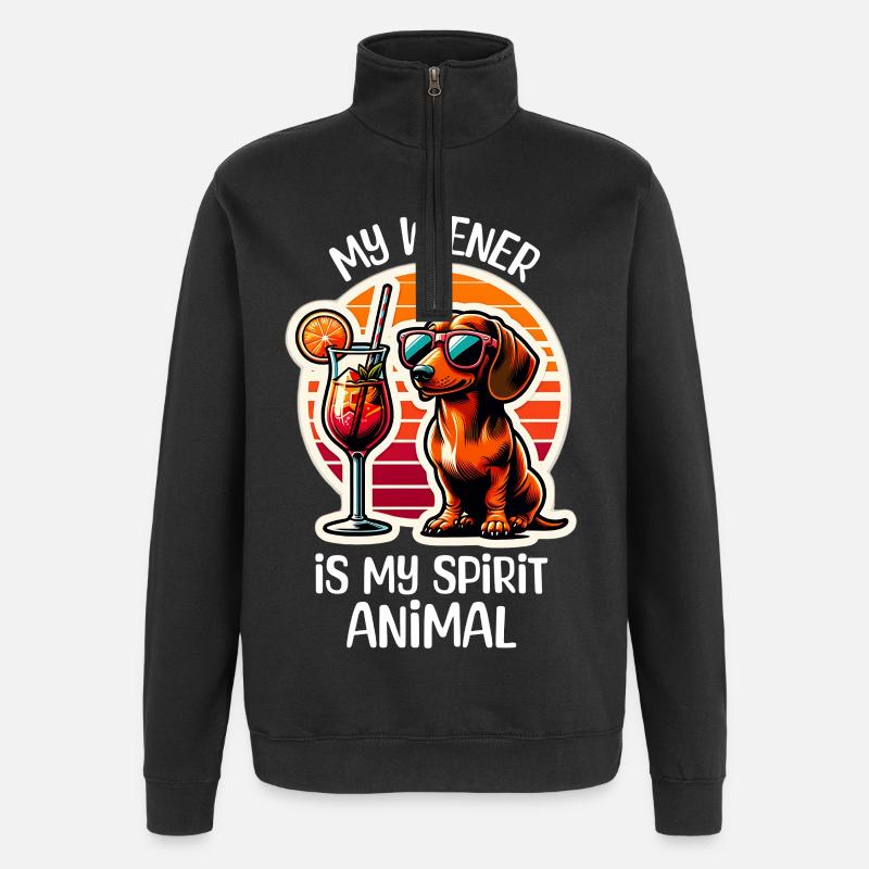 Cocktail teckel - Sweat à zip 1/4 - noir
