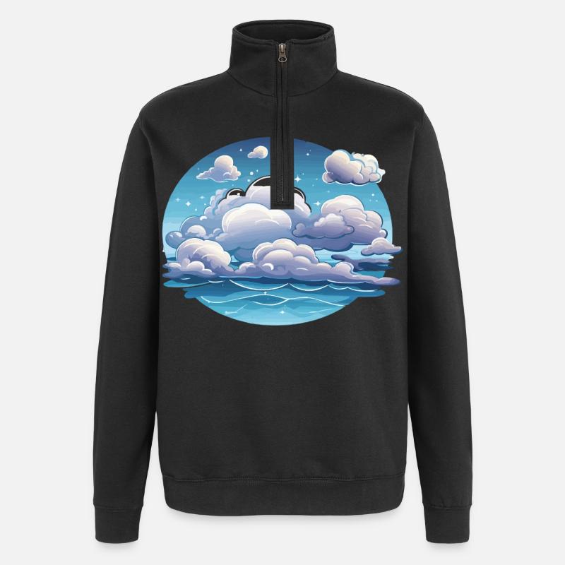 Circular clouds over the ocean - Quarter-Zip Sweatshirt - black