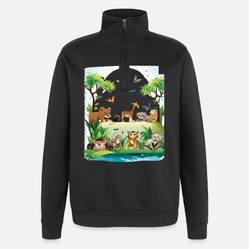 Parade de la faune sauvage - Sweat à zip 1/4 - noir