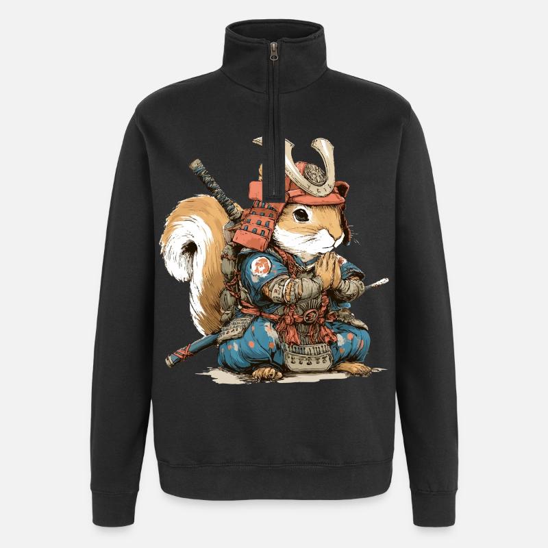 Squirrel Samurai Armor - Quarter-Zip Sweatshirt - black