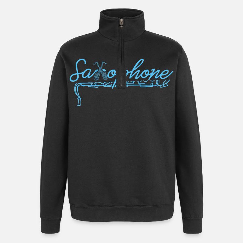 Saxophon-Wortkunst-Jazz-Skript - Quarter-Zip-Sweatshirt - Schwarz